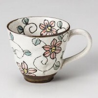 赤花紋唐草マグカップ